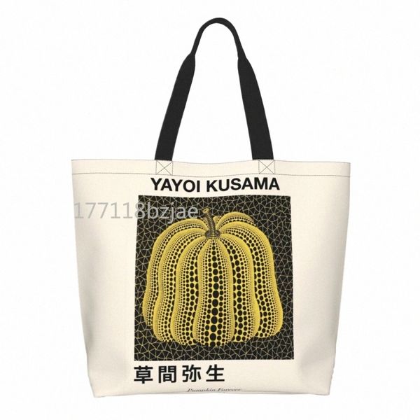 Wiederverwendbare Yayoi Kusama Pumkin Forever Shop-Tasche für Damen, Schultertasche aus Segeltuch, langlebig, abstrakte Kunst, Lebensmittel, Einkaufstaschen, O5lN #