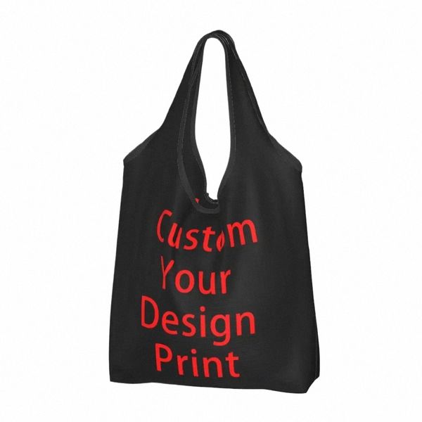 Custom Your Design Shop Bag Mulheres Portátil Grande Capacidade Mantimentos Logo Impresso Shopper Tote Bags V1OP #