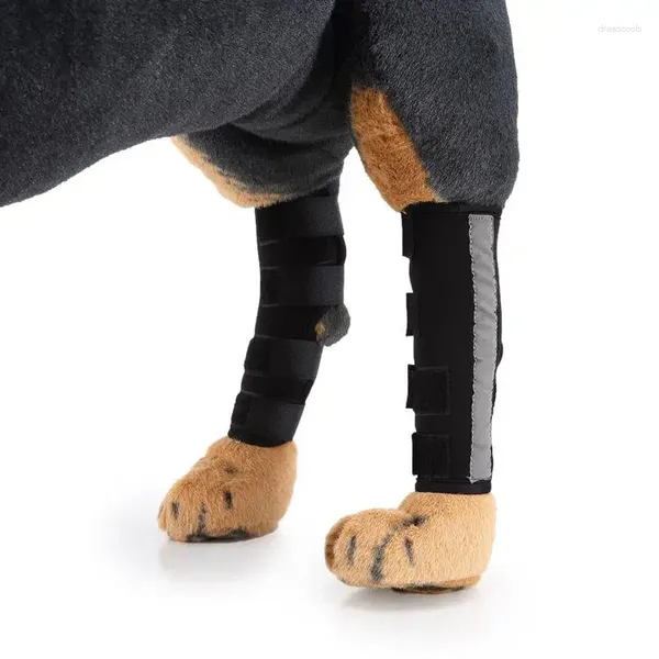 Abbigliamento per cani 1 paio di maniche di compressione per gambe di animali domestici con strisce di supporto Dispositivo protettivo avvolgente per tutore riflettente