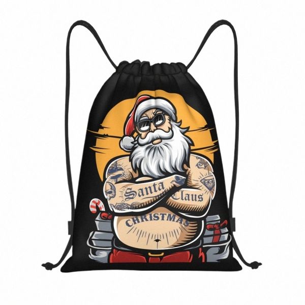 Weihnachten Santa Claus Kordelzug Rucksack Frauen Männer Sport Gym Sackpack Faltbare Santa Ist Fett Und Cool Shop Tasche Sack B1ZH #