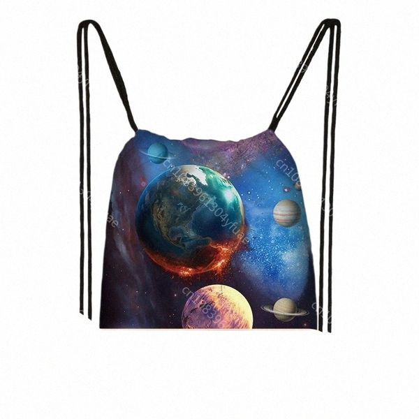 Starry Night / mo / Galaxy Print Mochila Mulheres Fi Bolsa de viagem Meninas Canvas Softback Drawstring Bag Feminino Bolsa de armazenamento c6Hc #