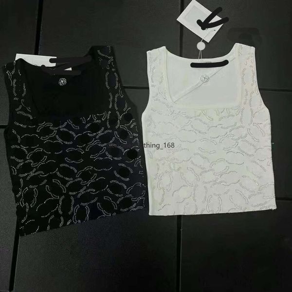 Damen-T-Shirt, gestricktes Hemd, Sommer, ärmellose Weste, Designer-T-Shirts, CC Hot Diamond Design Tank-Top, Luxus-Damenbekleidung