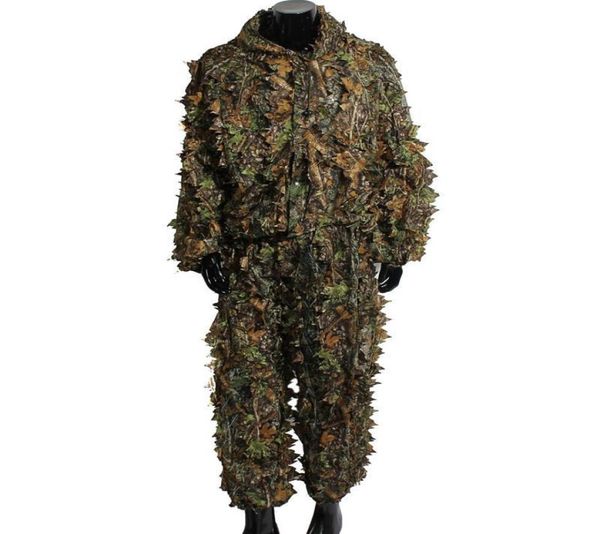 Sniper folha tático camuflagem ghillie terno conjunto selva floresta camo roupas caça veados perseguição na caça blind3756293