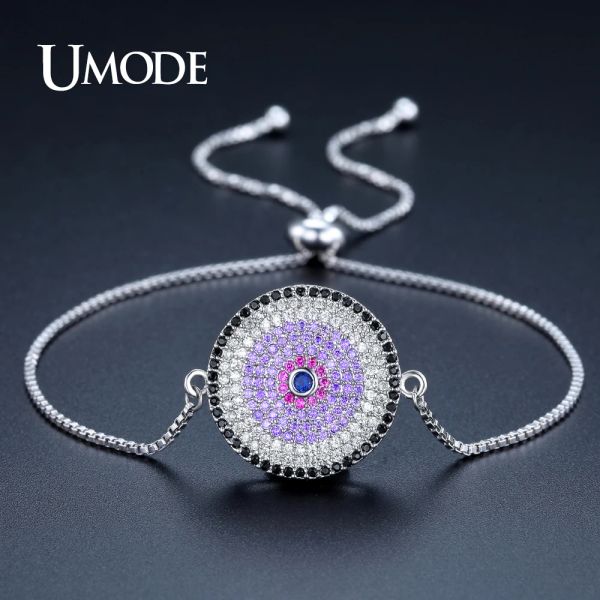 Armbänder UMODE Neue Mode Kette Link Armbänder für Frauen Schmuck Runde Bunte CZ Bracciali Donna Weihnachten Geschenk UB0103C