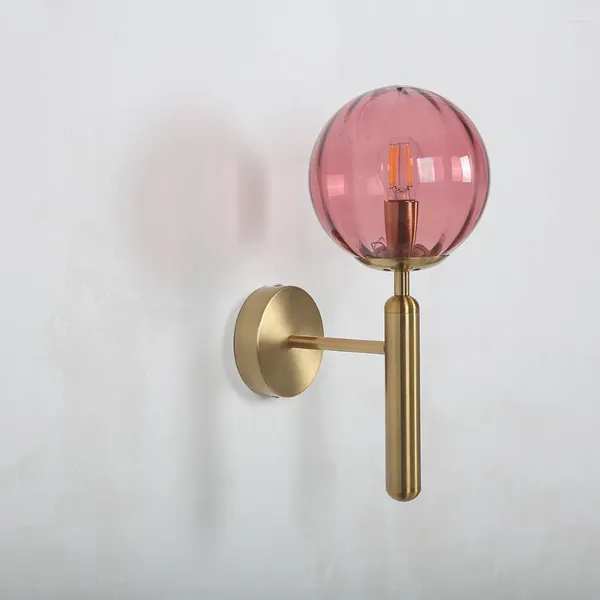 Lampada da parete in vetro colorato sfera rotonda camera da letto comodino soggiorno studio arredamento leggero nordico semplice piccolo