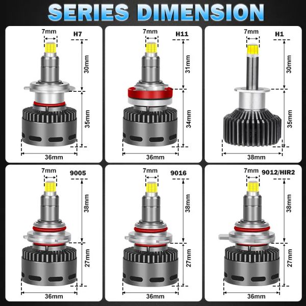 H11 H1 H7 LED 360 CANBUS CAR FURYLUGHT HB3 HB4 HIR2 9005 D2S D2H D4S BI светодиодные лампочки.