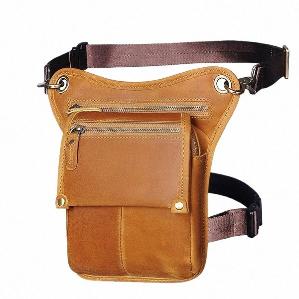 Borsa a tracolla piccola in pelle di cavallo pazzo design multifunzionale cintura da viaggio marsupio marsupio con gamba a goccia per donna uomo 211-4 u4kL #