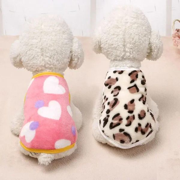 Vestuário para cães de veludo inverno quente colete leopardo impressão camisa casaco macio chihuahua roupas para animais de estimação coreano roupas fofas filhote de cachorro suprimentos