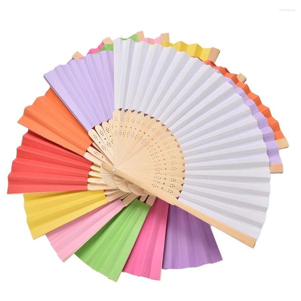 Dekorative Figuren 1 PC Chinesische Klappbambus -Lüfter Retro Buntes Handpapier Fans Hochzeit Tanzdekoration