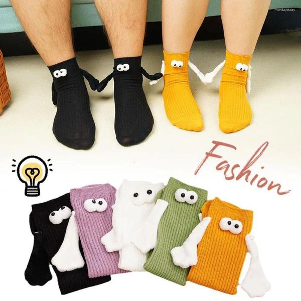 Frauen Socken Magnetische Saug Hand Halten 3D Puppe Paar Lustig Mit Augen Mitte Rohr Für Kinder Kinder Festival Geschenke Nette