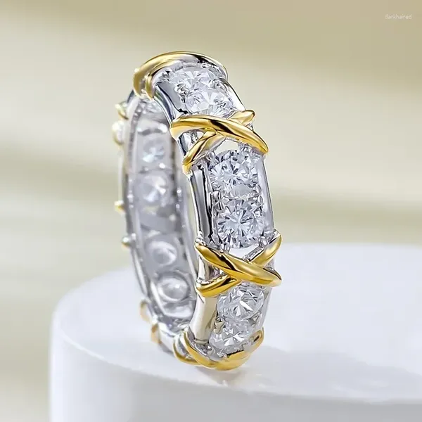 Cluster Ringe Luxus 925 Sterling Silber High Carbon Diamant für Frauen, Verlobung, Hochzeit Band Cocktail Party Feines Juwel Geschenk Großhandel