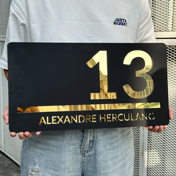 Placa de números de casa personalizada, placa de número de casa personalizada, corte a laser acrílico moderno, número de casa 3d 240325