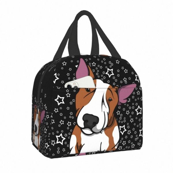 Starry English Bull Terrier Saco de almoço isolado para mulheres Pet Dog Resuable Cooler Thermal Bento Box Work School Travel Bags q2KM #
