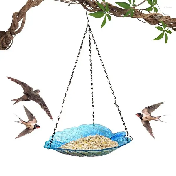 Altre forniture per uccelli Bagno in vetro per mangiatoia per colibrì a forma di foglia esterna con gancio a forma di S Piatto per alimenti per ciotola da terrazza appendibile