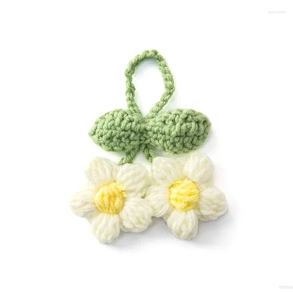 Dekorative Blumen Häkelblume Schlüsselanhänger Handgestrickt Künstliche Handarbeit Ins Gestrickt Hängende Auto-Schlüsselanhänger-Tasche