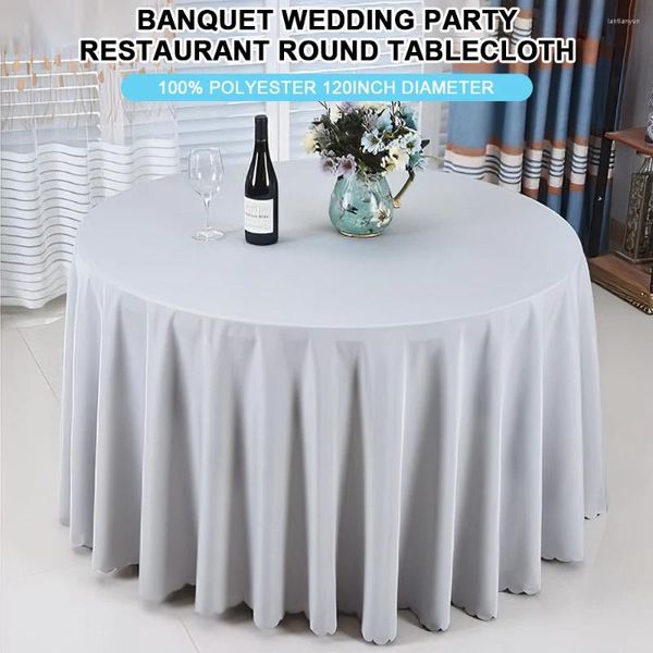 Saia de mesa banquete casamento redonda toalha de mesa sólida poliéster de 120 polegadas de diâmetro para festa restaurante círculo panos