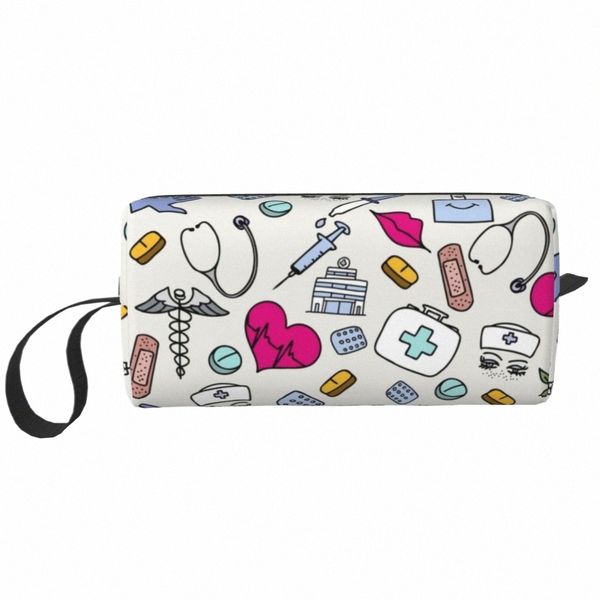 Modello infermieristico Borsa da trucco per infermiera Borsa da viaggio per donna Organizzatore cosmetico Carino Custodia per assistenza sanitaria Borse da toilette Kit Dopp Custodia H4zo #