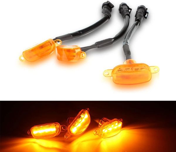 Luci della griglia a LED per auto da 3 pezzi, adatte per Ford F150 F250 F350 Raptor 2004-2019/2013-2018 Dodge Ram 1500 Griglia anteriore con lente gialla LED