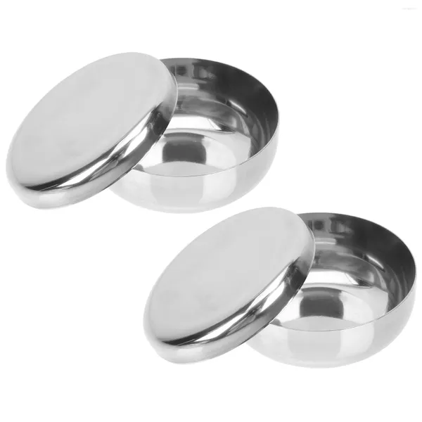 Conjuntos de utensílios de jantar 2 tigela de aço inoxidável tigela coreana tigela de cozinha fone de fone de ouvido de cozinha Sopa com tampas