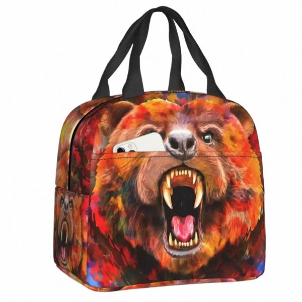 Angry Bear Lunch Box Multifunzione Warm Cooler Borsa termica per alimenti isolata per il pranzo per le donne Scuola Lavoro Picnic Borse portatili N31I #