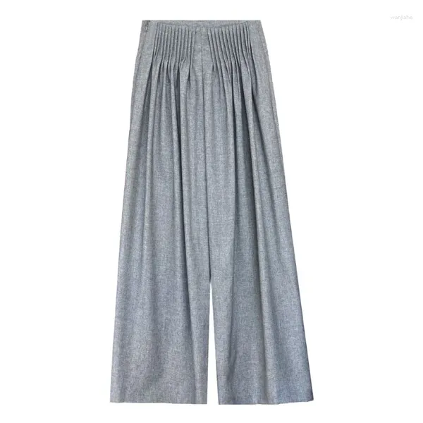 Pantaloni da donna ALIDI SC Design Feeling Pieghettato Lungo per le donne 24 Old Money Style Vita alta Lavaggio del pavimento Gamba larga personalizzata