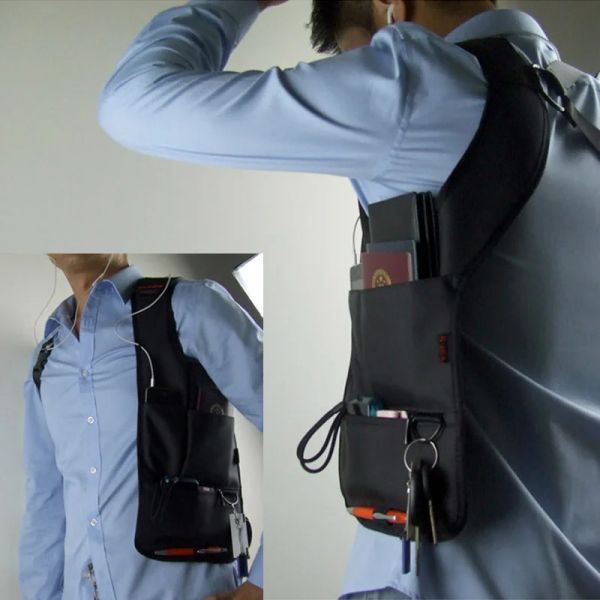 Мужские тактические военные противоугонные сумки, скрытая сумка на плечо под мышками, кобура для ключей, черный нейлон, сумка-органайзер для инспектора и агента