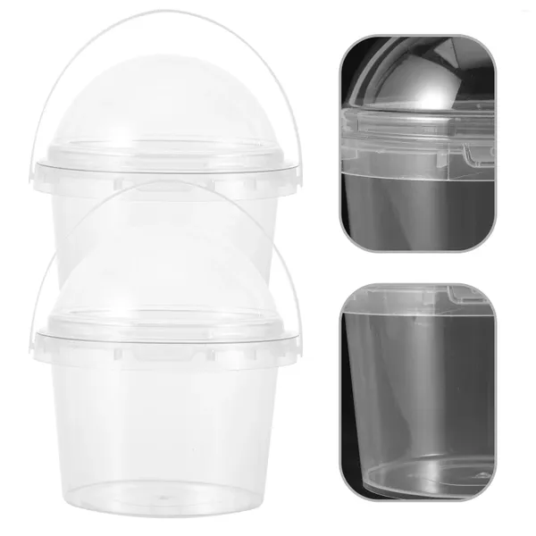 Bicchieri usa e getta Cannucce 5 pezzi Secchi per popcorn portatili Secchi per congelatore Contenitore per alimenti in plastica Gelato