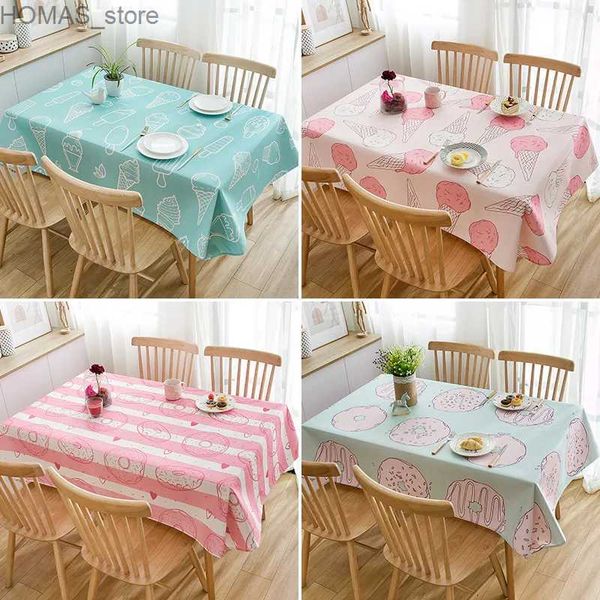 Tischtuch rosa Donut Tischdecke Outdoor Picknick wasserdichte rechteckige Tischdecke Geburtstagsgeschenk Party Couchtisch Dekoration Orament Y240401