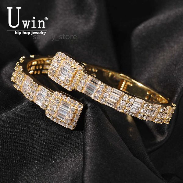 Bracciale UWIN Baguette Bracciale 7mm Quadrato placcato CZ Micro pavimentato ghiacciato Braccialetti bling con zirconi per ragazze Gioielli di lusso 230728