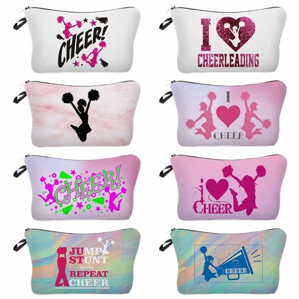 Borsa per il trucco della ragazza cheerleader Borsa regalo per il club Borsa per cosmetici portatile modello personalizzato femminile Borsa per cosmetici Organizzatore da viaggio Kit da toilette T3oM #