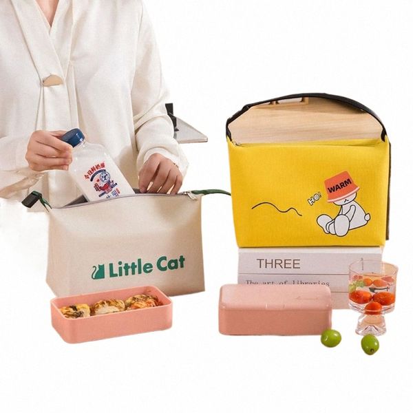 Cat Waterproof Lunch Bag Carto Animal Zipper Tote Lunch Bag Food Hand Bags Cooler Lunch Box Bag Food Warm Thermal 83SL #