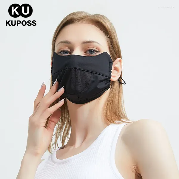 Cappellini da ciclismo KUPOSS Protezione solare Maschera per il viso Anti-UV 400 Ice Slik Fresco Lavabile Riutilizzabile Regolabile Traspirante Uomo Donna Maschera per il viso