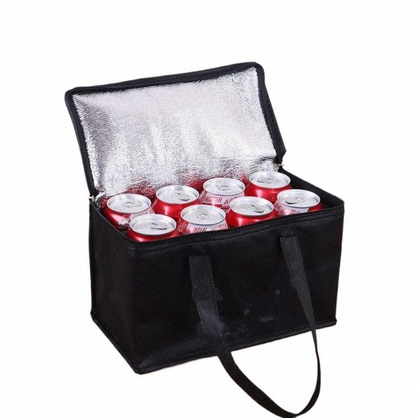 Saco de almoço térmico preto portátil isolado Cool Food Bag Cam Bento Ctainer de armazenamento para crianças Bolsas de piquenique de grande capacidade b0Vb #