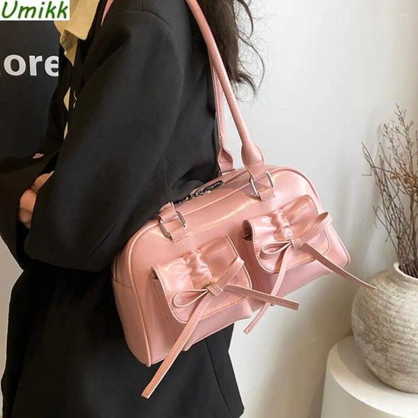 Bolsas de ombro novidade arco design senhoras bolsas textura pu moda saco high-end marca feminina bolsos duplos hobo retro axila