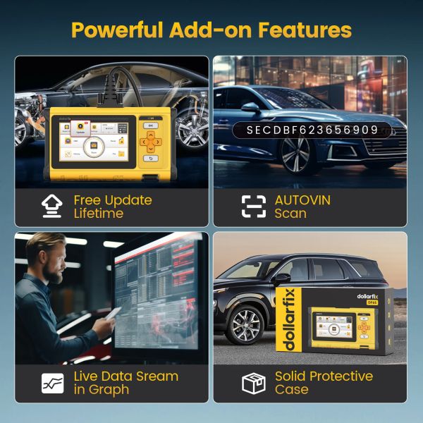 Dollars -DF65 OBD2 Auto Scanner -Tools ECM/TCM/ABS/SRS 4 System Car Diagnose Scan Tool 10 RETTET OIL/EPB/ETS/SAS/TPMS LifeFree