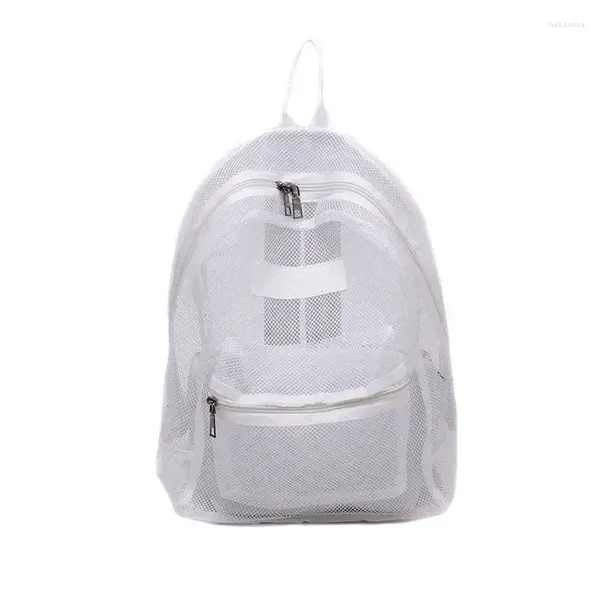 Mochila chikage grande capacidade esportes ao ar livre saco de malha moda feminina transparente leve mochila viagem estudante