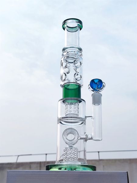 2024 Schwere dicke große Recycler 17-Zoll-Glasbongs Wasserpfeife Bong Tabakrauchrohr 18 mm Klauenschale Dab Rig Recycler Bubbler-Rohre