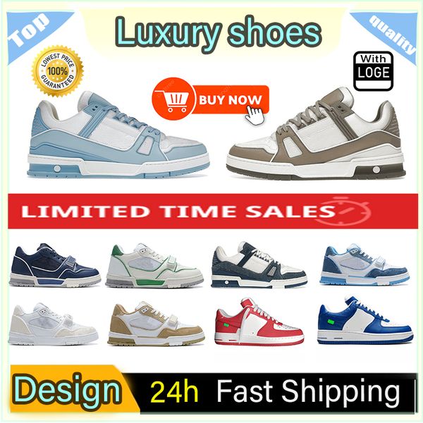 Neue Designer-Schuhe, Sneaker-Trainer, geprägte Freizeitschuhe, Denim-Canvas-Leder, Weiß, Grün, Rot, Blau, Buchstaben, modische Plattform, Herren- und Damen-Low-Trainer, Größe 36–45