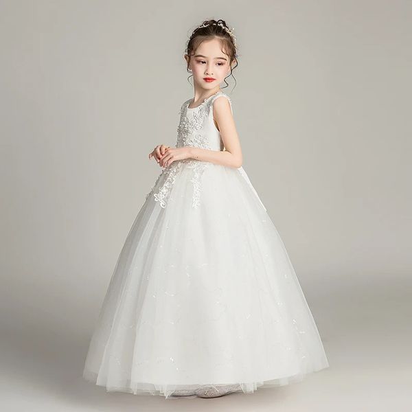 Abito da sposa lungo per bambini per bambini Soffice maglia da principessa 315 anni Abbigliamento per ragazze Ballo da ballo per spettacoli 240321