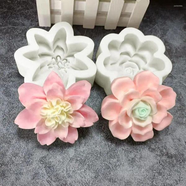 Moldes de cozimento 3D Flores Silicone Vela Molde Fondant Bolo Resina Fundição Molde Cera Epoxy Faça Sabão