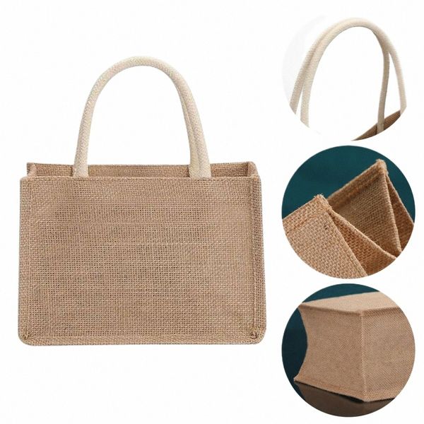 Schnelle Drop Ship Sackleinen Tragetaschen Blank Jute Strand Eco Große Shop Handtasche Geschenk Taschen mit Griff Mehrere Größen Handtasche o8i0 #