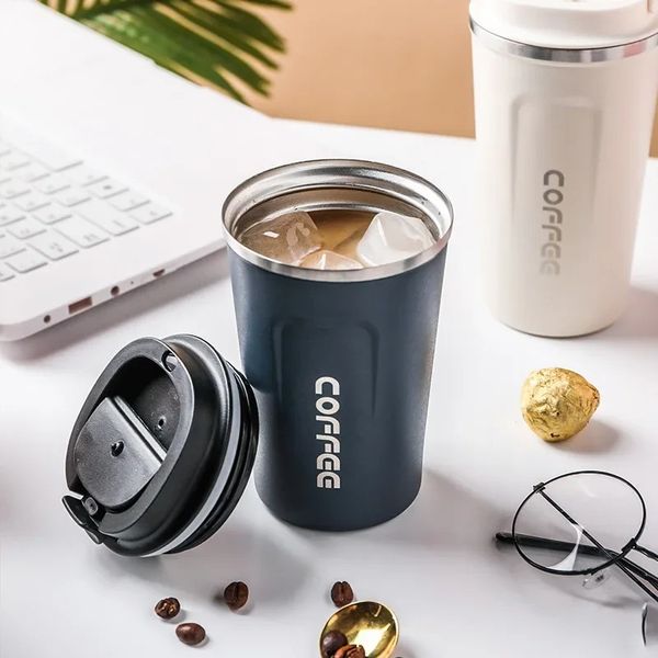 2024 500/380 ml Kaffeetasse Heiße Reisebecher Tasse Isoliere luftlose Flasche Straight Mund kreativer luftloser tragbarer Thermos