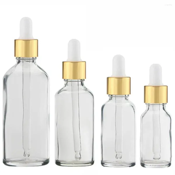 Frascos de armazenamento 10x 5ml - 100ml frasco conta-gotas de vidro a granel óleos essenciais soro perfume reagente olho pipeta gotejador portátil recarregável