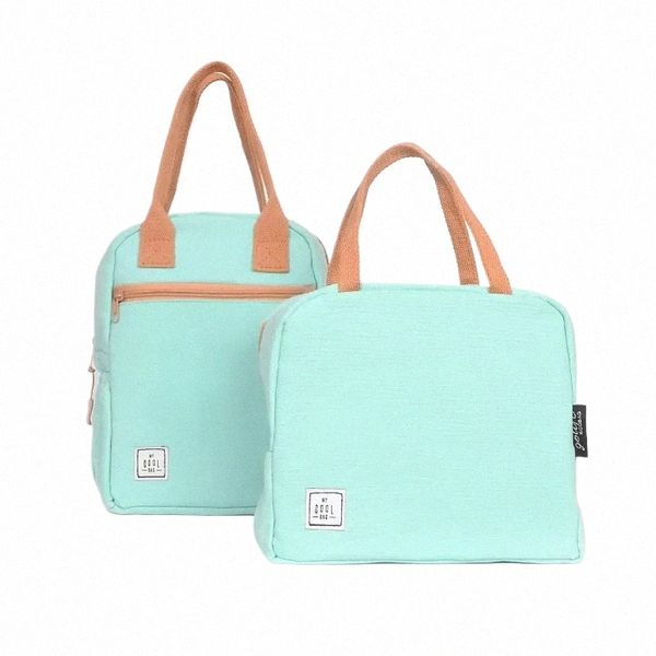 Pure Cott Lunch Bag Isolierte Kühltasche Canvas Kühltasche Eiskühler Rucksack Frau Niedliche Handtasche Eco Shop T3TF #