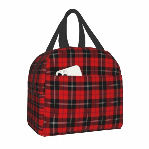 Escocês Clan Tartan Lancheiras Portáteis para Mulheres Verifique Xadrez Thermal Cooler Food Isolado Lunch Bag School Children Student Q1KZ #