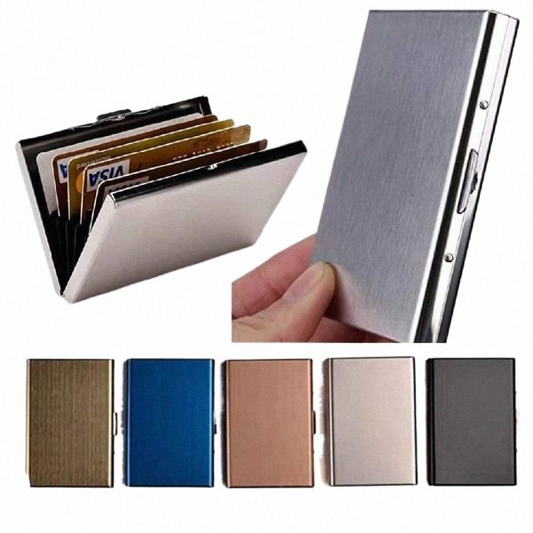 1pc Kartenhalter Männer RFID-Sperrung Aluminium Metall Schlanke Brieftasche Mey Bag Anti-Scan-Kreditkartenhalter Dünner Fall Kleine männliche Brieftasche I3EG #