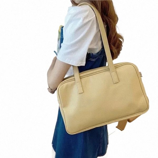 College-Stil Mädchen Student Umhängetasche PU-Leder Frauen Tägliche Unterarmtasche Große Kapazität Fi Damen Kleine Tote Handtaschen E88t #