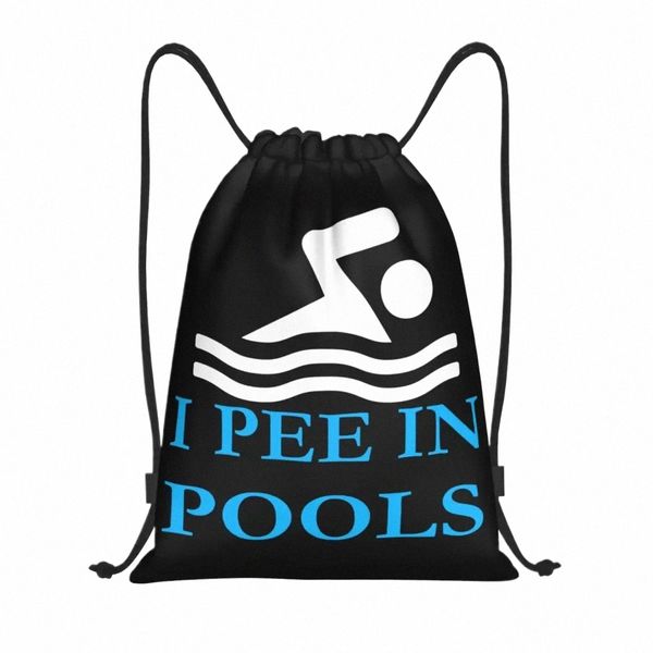 Estate Nuoto I Pee In Pool Zaino con coulisse Donna Uomo Sport Palestra Sackpack Borsa da negozio portatile Sacco Z7CU #