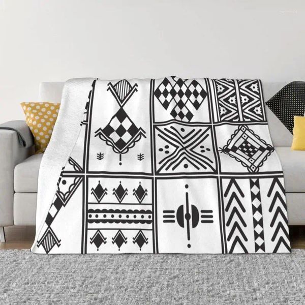 Decken Kabyle Amazigh-Motiv, ultraweiche Fleece-Überwurfdecke, warme Flanell-Geometrie, ethnisches Berbermuster für Bett, Reise, Couch, Tagesdecken