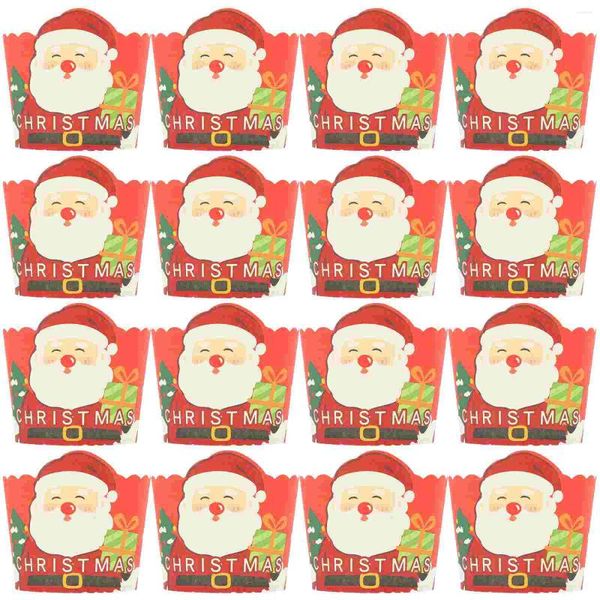 Copos descartáveis canudos 50 peças caixa de cupcake de natal muffin desenho animado decoração forros de papel para assar tema de natal revestimento pequeno